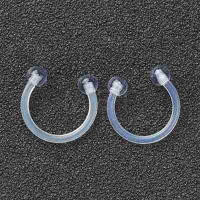 Acrylic Circular/Horseshoe Barbell with Double Round Ball X1-AJEW-P084-04B-1