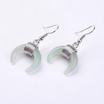 Natural Green Aventurine Dangle Earrings EJEW-L189-C12-1