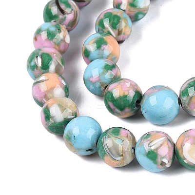 Assembled Synthetic Turquoise and Trochus Shell Beads Strands G-N369-02C-03-1