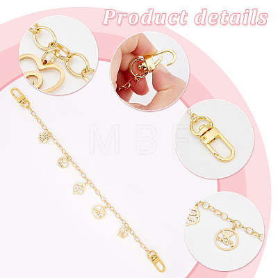   2Pcs Mother's Day Theme Brass Cable Chain Bag Handles FIND-PH0008-92-1
