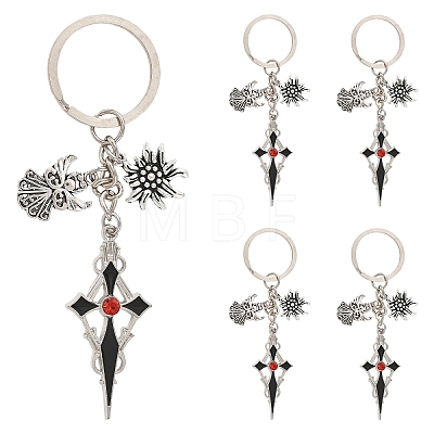 5Pcs Alloy Rhinestone Keychains KEYC-YW00288-01-1