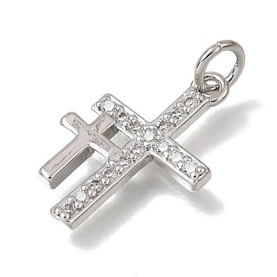 Brass Micro Pave Clear Cubic Zirconia Pendants CU-CBA9883-05D-P-1
