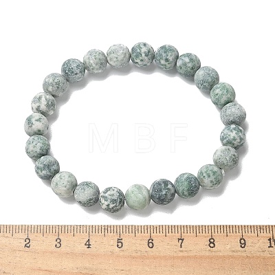 Natural Green Spot Jasper Bead Stretch Bracelets X-BJEW-K212-B-017-1