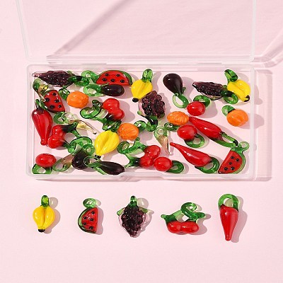 36Pcs 9 Styles Handmade Lampwork Pendants LAMP-FS0001-41-1