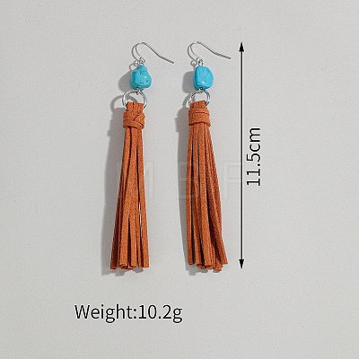 Alloy Imitation Leather Nuggets Tassel Dangle Earrings FS-WG150DE-01-1