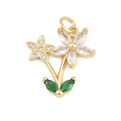 Brass Micro Pave Colorful Cubic Zirconia Pendants KK-E798-02G-G-1