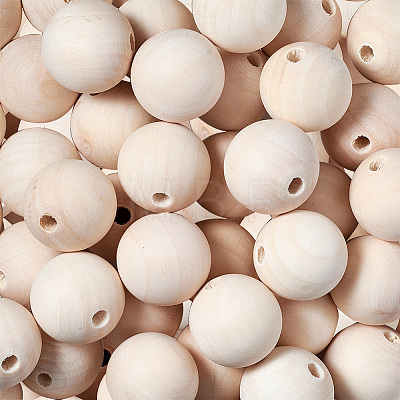 Round Unfinished Wood Beads WOOD-TA0001-07-LF-1