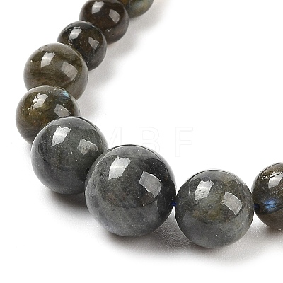 Natural Labradorite Round Beads Bracelets & Necklaces Sets SJEW-L132-23-1