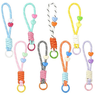 8Pcs 8 Styles Colorful Heart-Shaped Polyester Knot Pendant Decorations ST-CJ0028-14-1