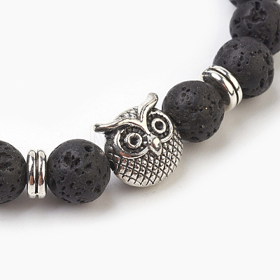 Natural Lava Rock Beads Stretch Bracelets BJEW-JB03850-07-1