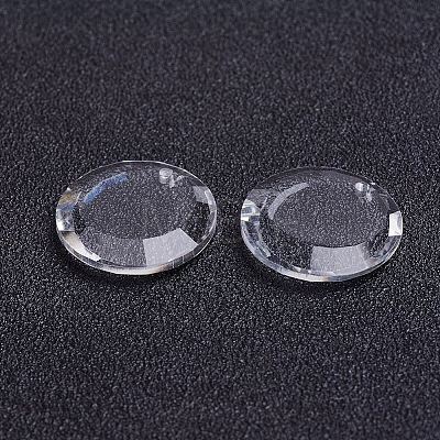 Flat Round Faceted K9 Glass Pendants EGLA-P026-J-02-1