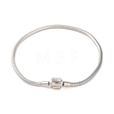 Tarnish Resistant 304 Stainless Steel Round Snake Chain Bracelets with Clasps BJEW-F472-01P-02-1