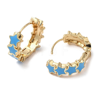 Star Real 18K Gold Plated Brass Hoop Earrings EJEW-L268-013G-06-1