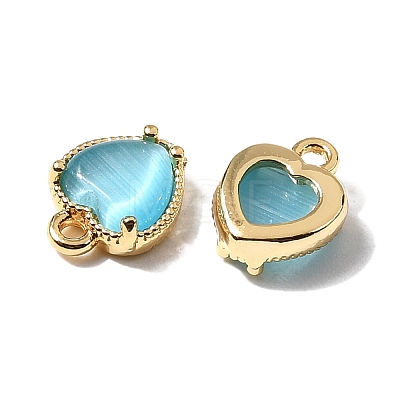 Heart Brass Charms KK-D024-02D-G-1