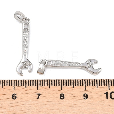 Brass Micro Pave Clear Cubic Zirconia Pendants KK-G549-16C-P-1