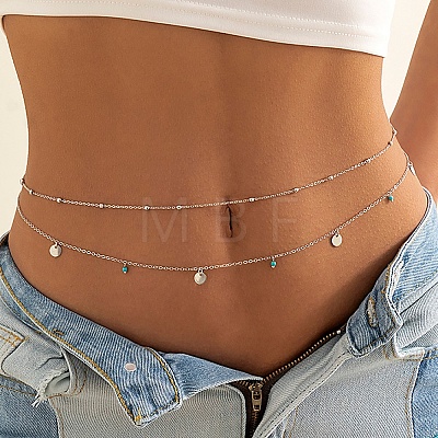 Alloy Double Layer Link Chain Tassel Belly Chains WG10755-14-1