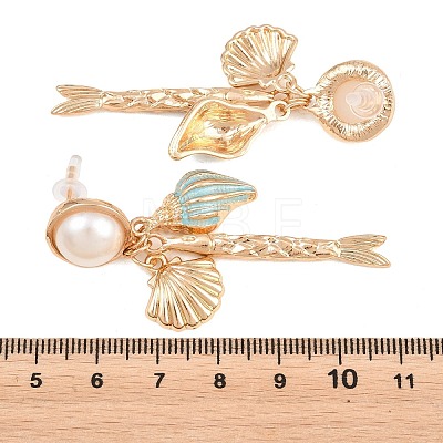 Alloy Enamel with Plastic Pearls Stud Earrings EJEW-Z172-05G-02-1