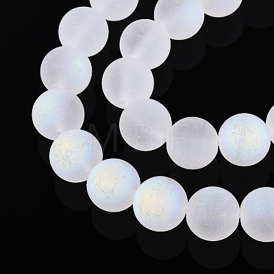Frosted Transparent Glass Beads Strands GLAA-T032-T10mm-MBB13-1
