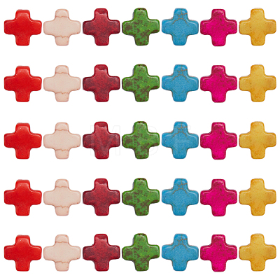 5 Strands Greek Cross Synthetic Turquoise Bead Strands TURQ-SC0001-14-1