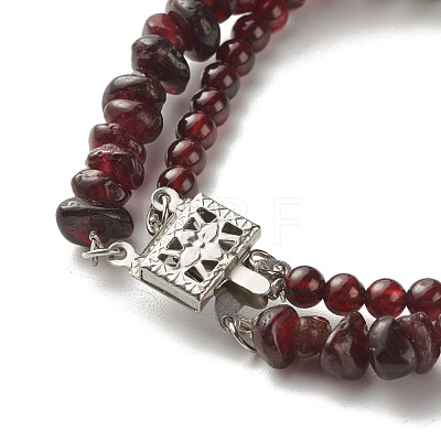 Natural Garnet Chip Beads Multi-strand Bracelet BJEW-JB07052-03-1