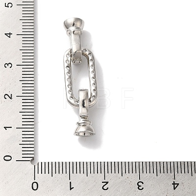 Oval Rectangle Rack Plating Brass Micro Pave Clear Cubic Zirconia Fold Over Clasps KK-A225-12P-1