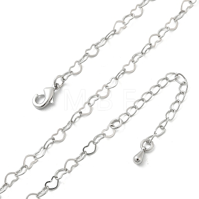 Brass Heart Link Chain Necklaces NJEW-A042-10P-1