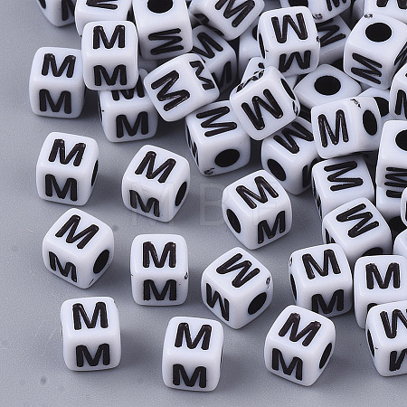 White Opaque Acrylic Beads X-MACR-R869-02M-1