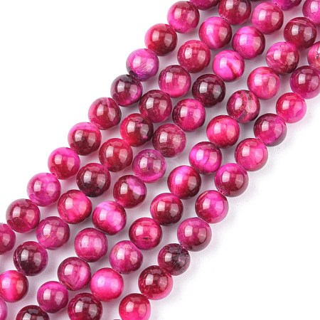 Natural Rose Tiger Eye Beads Strands X-G-G099-6mm-12-1