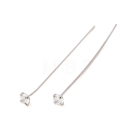 Brass Micro Pave Cubic Zirconia Stud Earring Findings CU-CBA4618-01P-01-1
