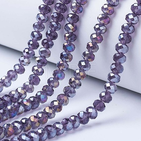 Electroplate Glass Beads Strands X-EGLA-A034-T6mm-B13-1