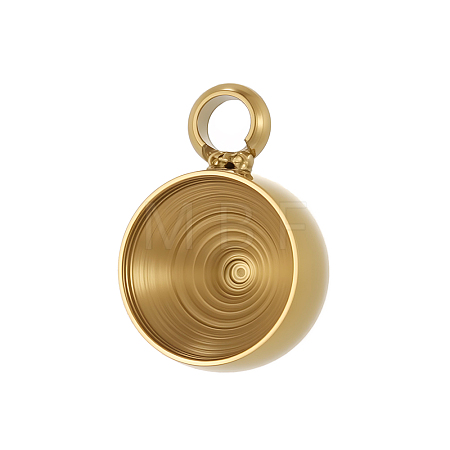 304 Stainless Steel Pendant Cabochon Settings STAS-OY009-06G-1