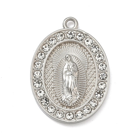 304 Stainless Steel & Rhinestone Pendants STAS-G371-09E-01P-1