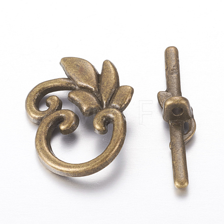 Leaf Tibetan Style Toggle Clasps MLF0676Y-1