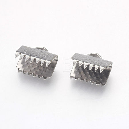 Non-Tarnish 304 Stainless Steel Ribbon Crimp Ends STAS-G187-24P-10.5mm-1