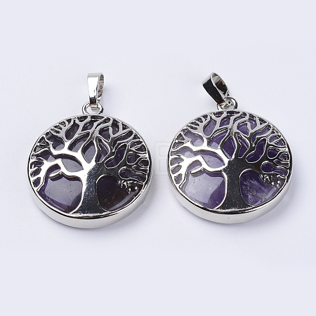 Natural Amethyst Pendants G-P350-D01-1