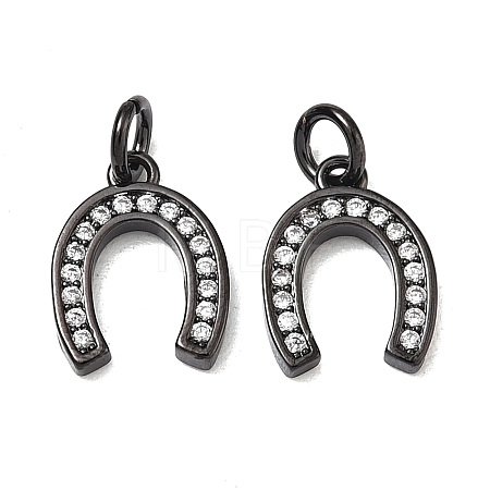 CZ Brass Micro Pave Cubic Zirconia Horse Shoe Charms ZIRC-L018-13B-1