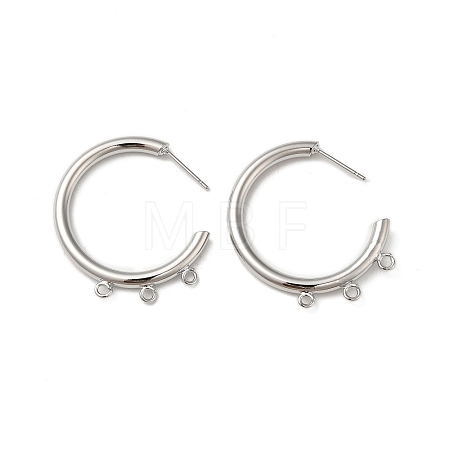 Ring Brass Stud Earring Findings KK-C042-08P-1