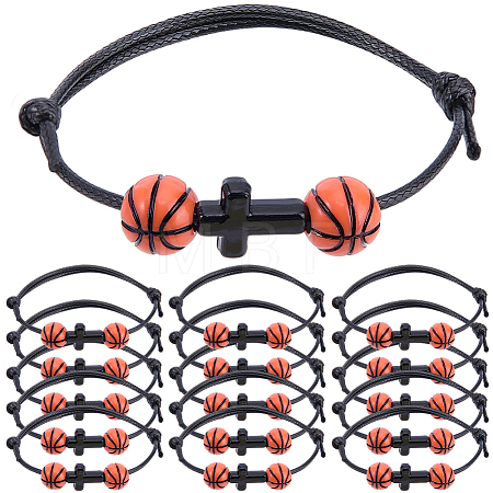30Pcs Sports Theme Acrylic Beads Braided Bead Bracelets BJEW-BM00010-1
