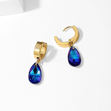 Cubic Zirconia Teardrop Dangle Hoop Earrings HL3316-1-1