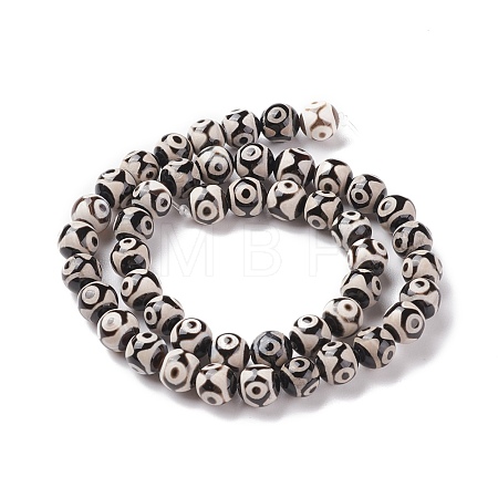 Natural Tibetan 3-Eye dZi Agate Beads Strands G-F354-07-1