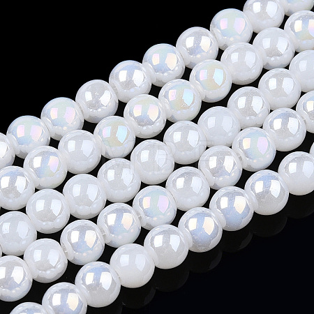 Electroplate Imitation Jade Glass Beads Strands LS-GLAA-T032-J10mm-AB01-1