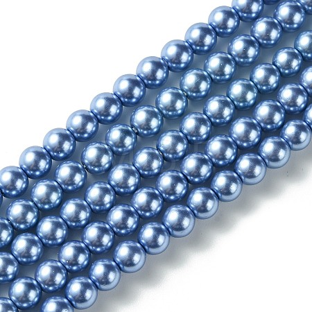 Eco-Friendly Dyed Glass Pearl Round Bead Strands X-HY-A008-6mm-RB015-1