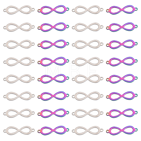 32Pcs 2 Colors 201 Stainless Steel Connector Charms FIND-CA0007-69-1