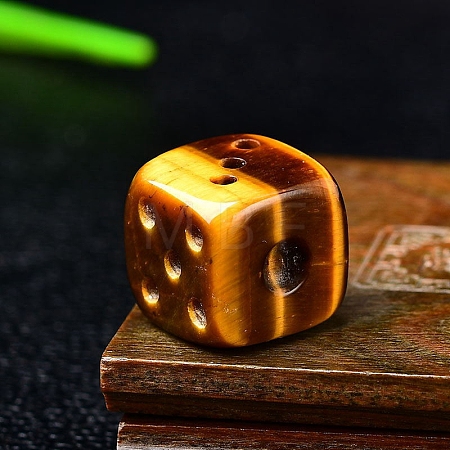 Natural Tiger Eye Carved Dice Figurines Statues for Home Office Desktop Decoration PW-WG06413-02-1