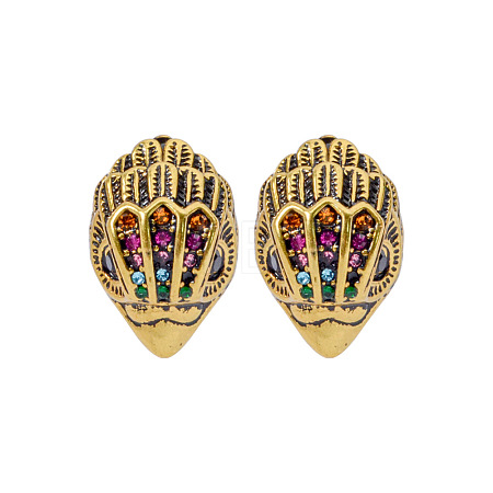 Bird Head Brass Micro Pave Cubic Zirconia Stud Earrings FS-WGB6FCA-03-1