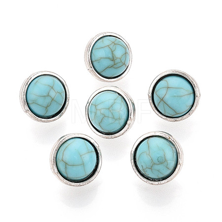 Zinc Metal Alloy & Natural Turquoise Buttons BUTT-WH0057-001BAS-1