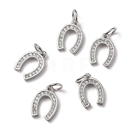 CZ Brass Micro Pave Cubic Zirconia Horse Shoe Charms LS-ZIRC-L018-13P-1