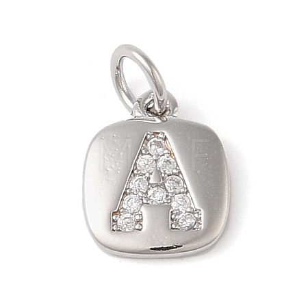 Rack Plating Brass Micro Pave CLear Cubic Zirconia Charms KK-E110-14P-A-1