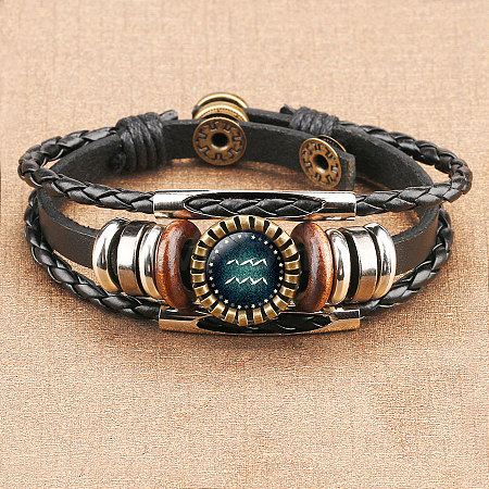 12 Constellations PU Leather Multi-strand Bracelets WGFD09F-11-1