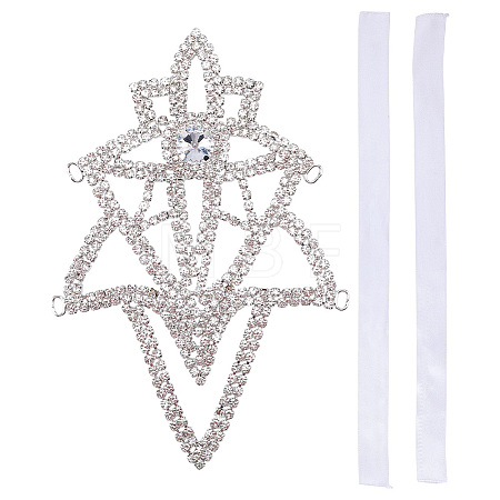 Brass & Polyester & Rhinestone Flower Bouquet Ribbon DIY-FG0010-31-1